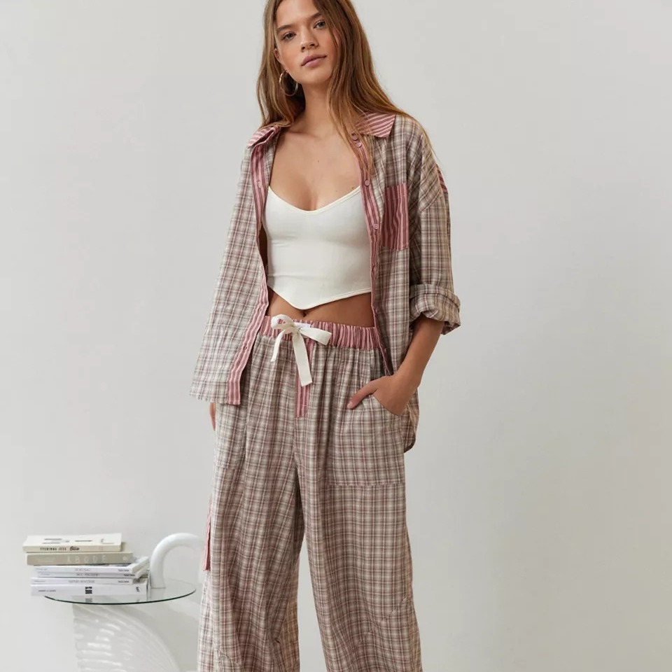 Home Office 2024 - Camicetta patchwork scozzese a righe da